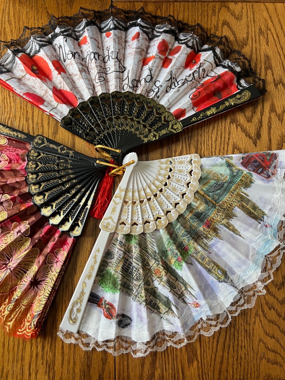 Decorative Lace Folding Fans - Floral & Scenic Prints